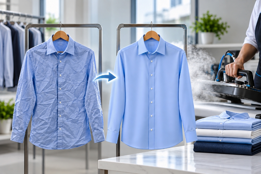 professional steam pressing and wash and iron service