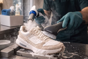 Professional shoe cleaning service for sneakers and leather footwear in Hyderabad
